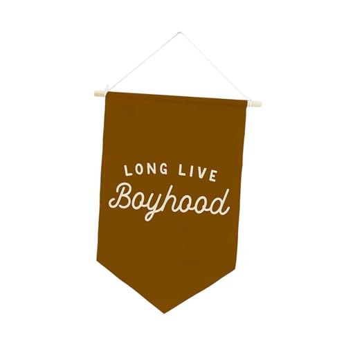 Sharplace Long Live Boyhood-Banner, Wanddekoration, aufzuhängen, einzigartiges dekoratives Dreiecksbanner, Wandflagge zum Aufhängen für Partys, Braun von Sharplace