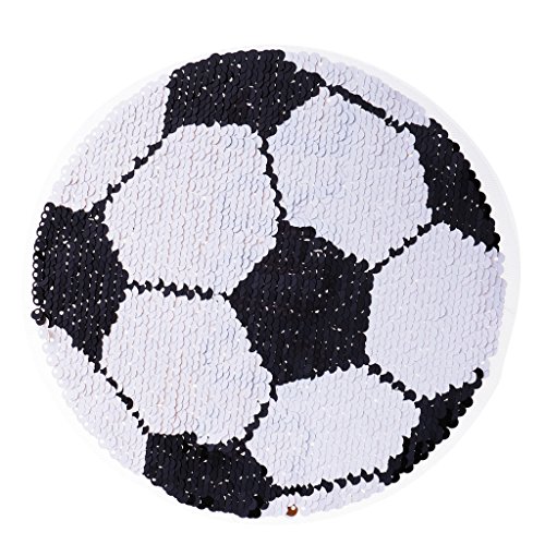 Sharplace Pailletten Aufnäher, Bügelbild, Patch, Aufbügler, Applikation, Wendepailletten, Motiv Auswahl, Schwarz-Weiss Fußball, 18cm von Sharplace