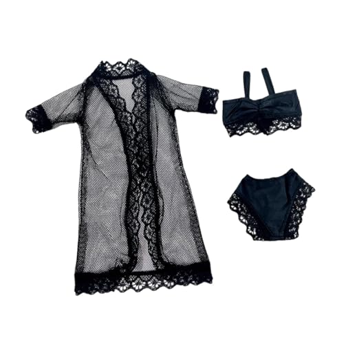 Sharplace Puppen-Pyjama-Anzug für 11,5-Zoll-Mädchen, handgefertigte Badekleidung, Badeanzug, Puppenzubehör, Nachtwäsche, Bikini-Kleidung, Schwarz von Sharplace