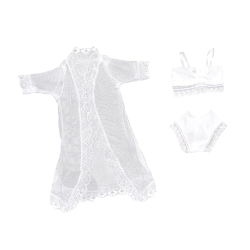 Sharplace Puppen-Pyjama-Anzug für 11,5-Zoll-Mädchen, handgefertigte Badekleidung, Badeanzug, Puppenzubehör, Nachtwäsche, Bikini-Kleidung, Weiß von Sharplace