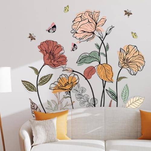 Sharplace Rustikale Blumen Wandaufkleber abnehmbar Premium Dekorative Blumenwand -Aufkleber Wohnheimdekor für Esszimmer Badezimmer Schlafzimmer Büro von Sharplace