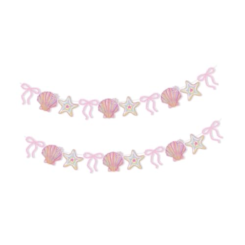 Sharplace Schleife und Muschelgirlande, 4M Sommerbanner Muscheln Dekor, Küsten Junggesellinnen Dekor, Rosa Sharplace Schleife und Muschelgirlande, 4M Sommerbanner Muscheln Dekor, Küsten Junggesellinnen Dekor, Rosa von Sharplace
