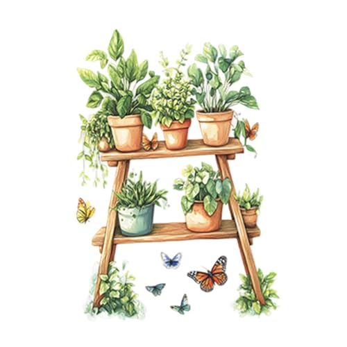 Sharplace Wandaufkleber mit Topfpflanze, PVC-Tapete, stilvolles Kunstdekor, wasserdicht, zum Abziehen und Aufkleben, florales Wandtattoo für Wohnzimmer von Sharplace