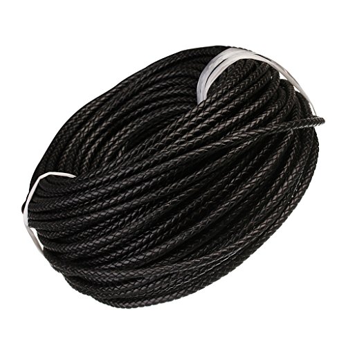 Sharplace Woven Leather Cord Geflochtene Lederband Schmuckherstellung, Schwarz, 6mm von Sharplace