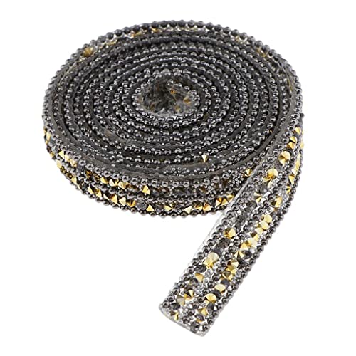 Sharplace Strassband 2cm Breit Glitzband Rhinestone Diamant Band Strassteine zum Aufbügeln für DIY Dekoration, golden von Sharplace