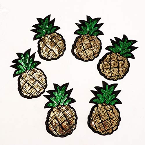 non-brand 6 Pcs Ananas Patches Pailletten Patch Aufnäher Aufbügler Bügelbild Sticker Abzeichen von Sharplace