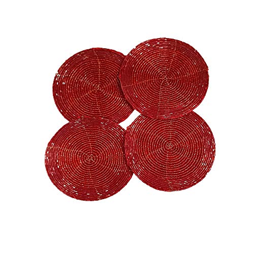 Sharvgun Handgefertigte, runde Tee-Untersetzer mit roten Perlen, 10,2 cm, für Kaffeetassen, Tischdekoration, Glasperlen, 8 Stück Sharvgun Handgefertigte, runde Tee-Untersetzer mit roten Perlen, 10,2 cm, für Kaffeetassen, Tischdekoration, Glasperlen, 8 Stück von Sharvgun