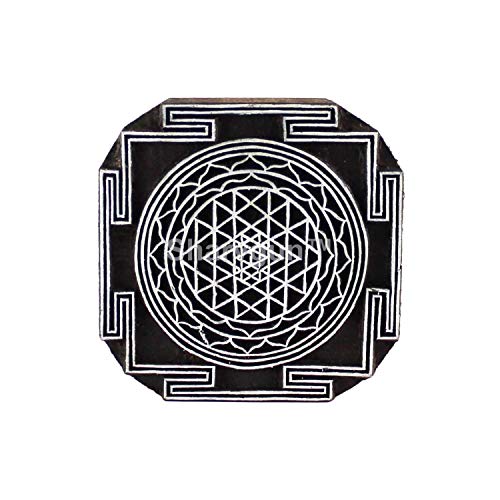 Sharvgun Sri Yantra Heilige Geometrie indische handgeschnitzte Holzstempel Keramik Ton Projekt Scrapbook von SharvgunTM
