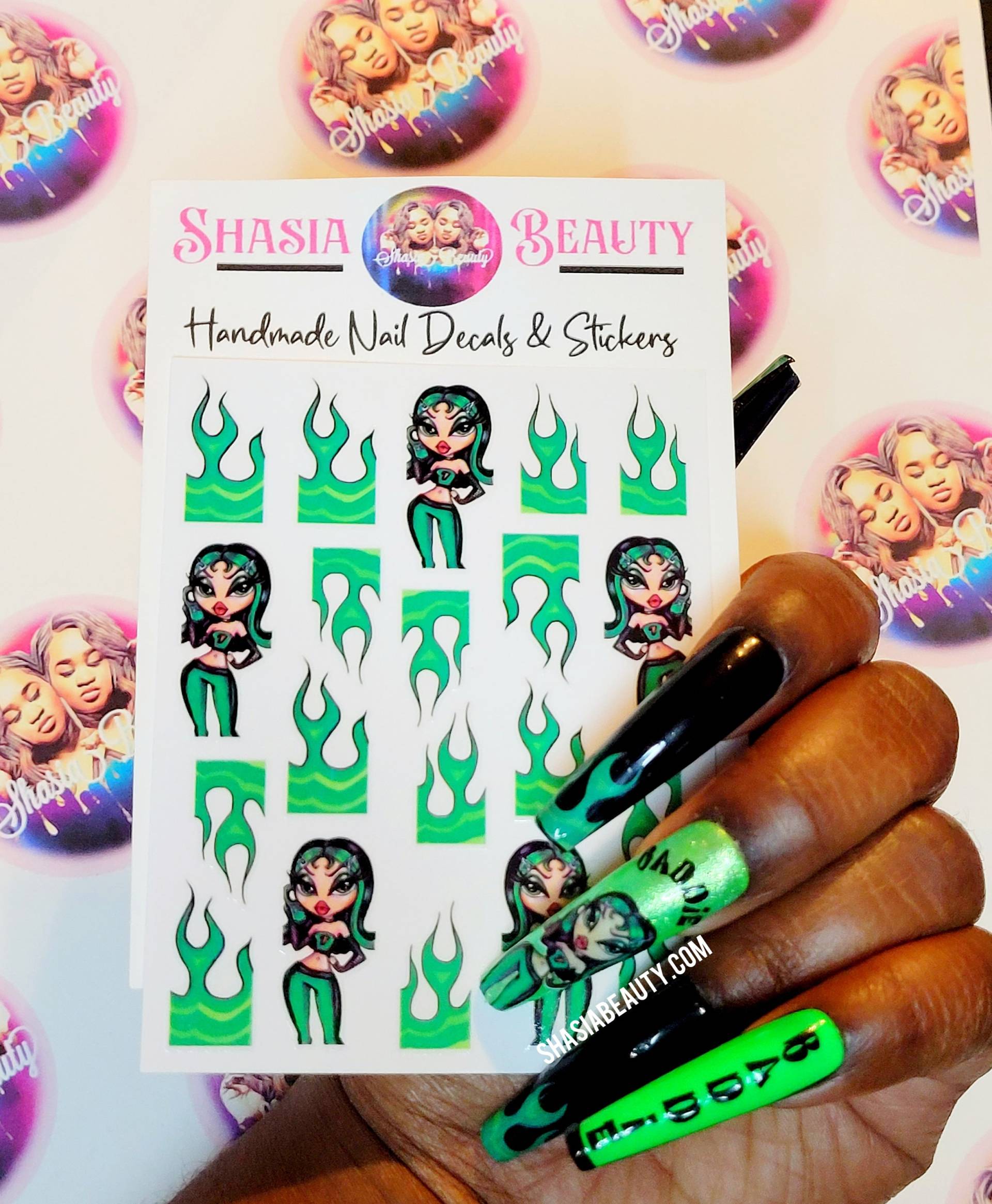 Baddie Girl Envy Nagel Sticker Oder |90S Aesthetic| Grüne Nägel von ShasiaBeauty