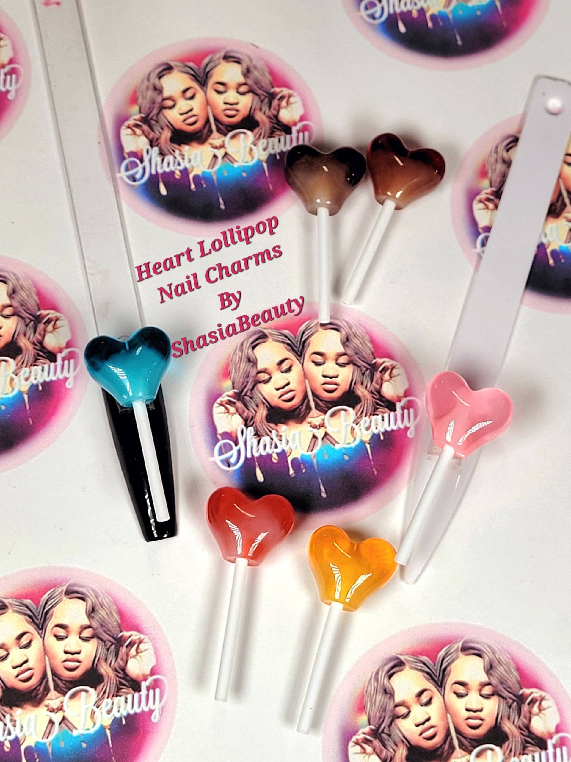 Großer Herz Lollipop Nagel Anhänger| Baddie Nägel | Kawaii Valentinstag Charms von ShasiaBeauty
