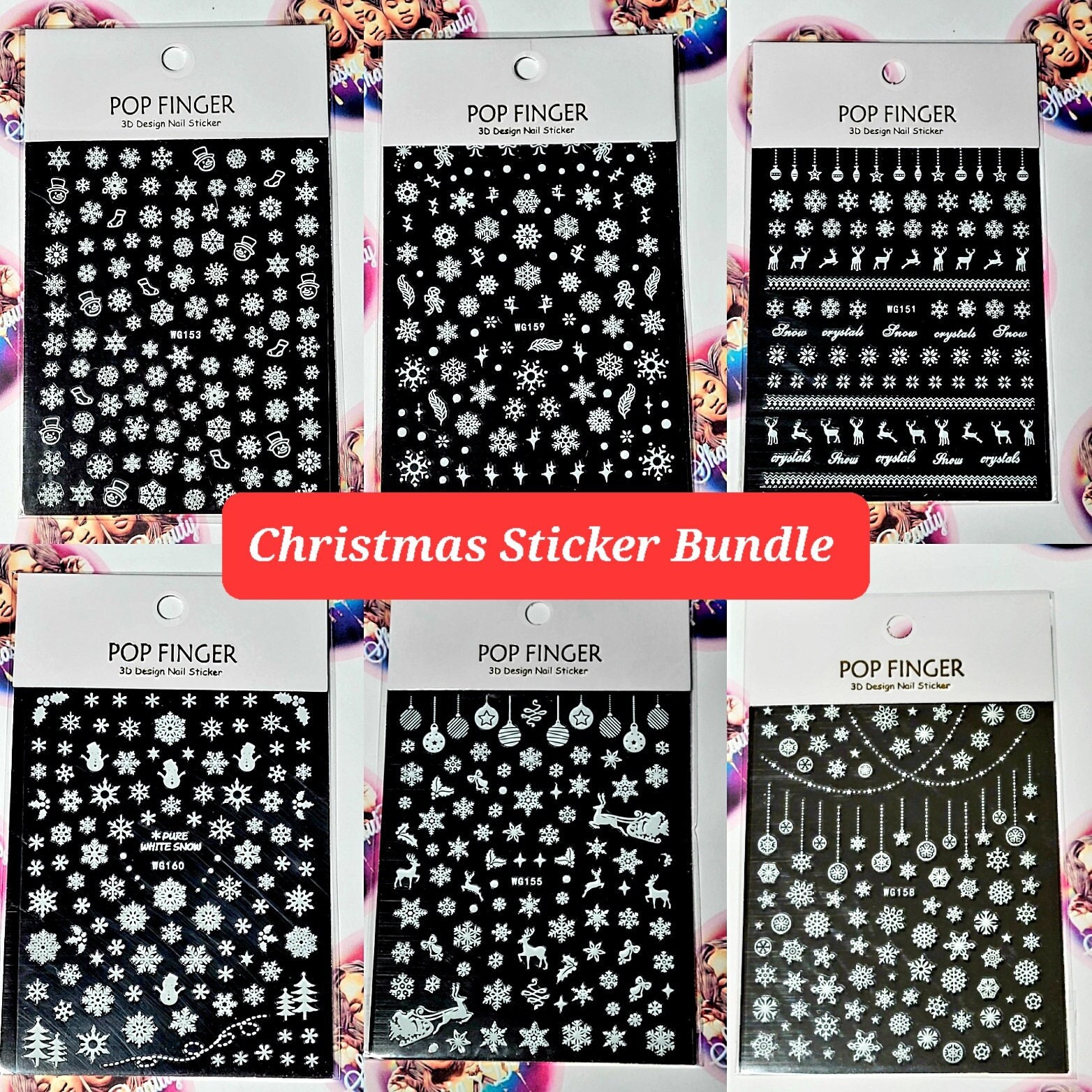 Schneeflocke Winter Wunderland Nagel Stickerbundle 6Pg| Kawaii Kunst | Nägel Weihnachten Charms Nails von ShasiaBeauty