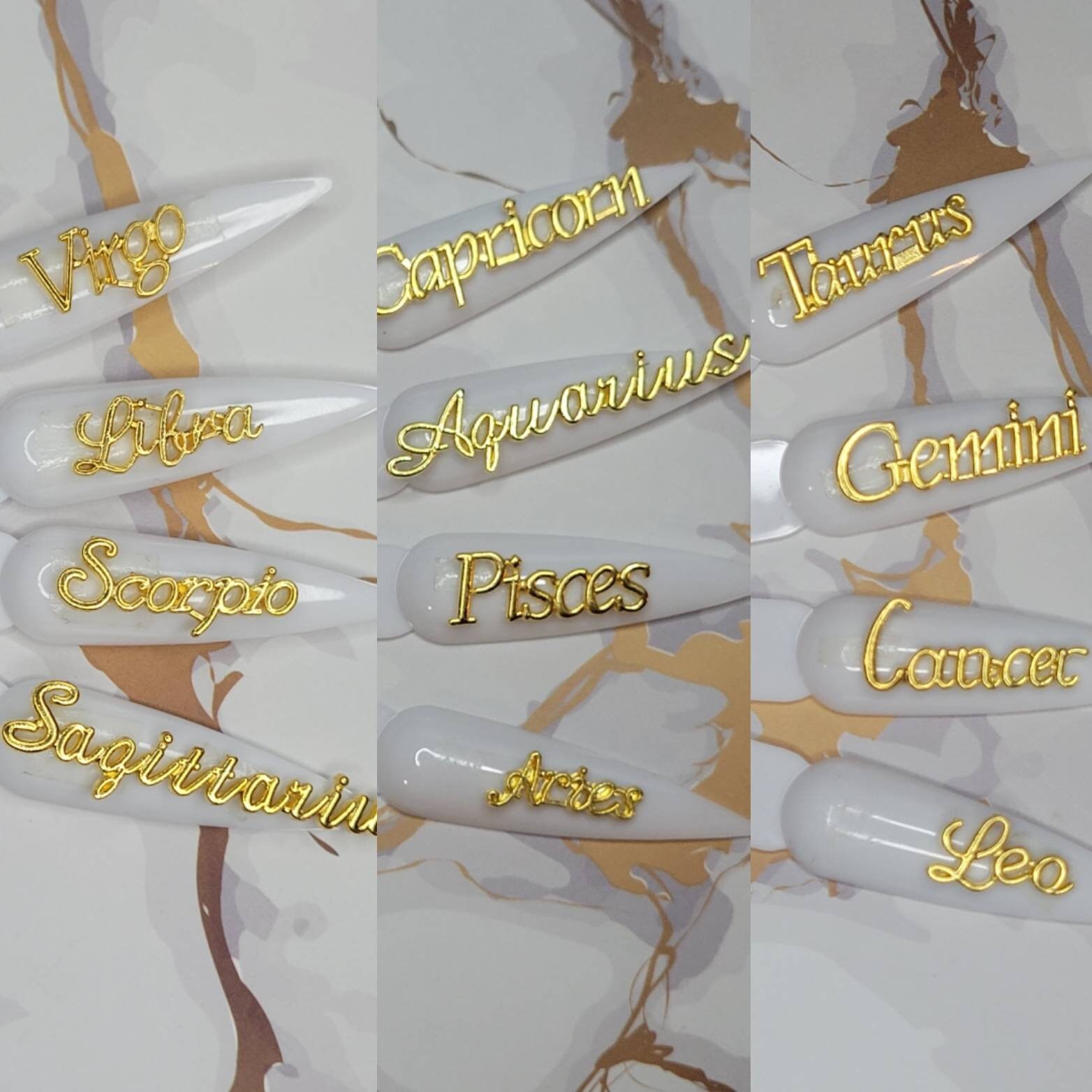 sternzeichen Nagel Charms | Gold Oder Silber Astrologie|12 Teile sternzeichen Nagel Charms | Gold Oder Silber Astrologie|12 Teile von ShasiaBeauty