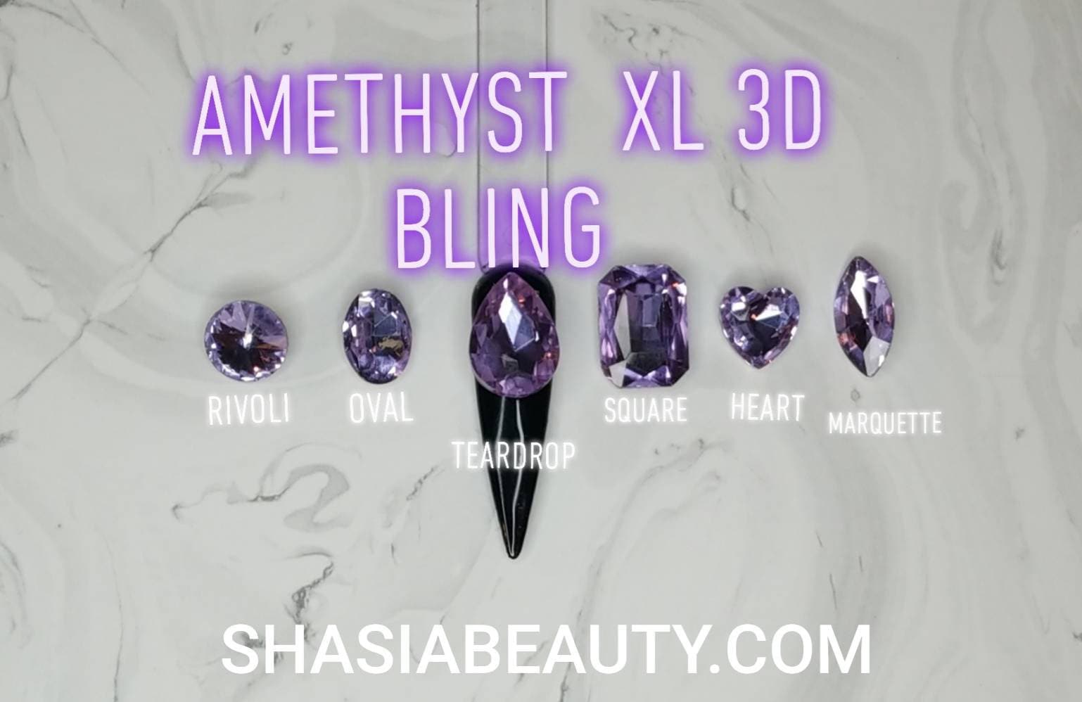 xl 3D Amethyst Glas Strass/Nagel Charms Big Bling Oder 28 Stück Aufbewahrungsbox von ShasiaBeauty