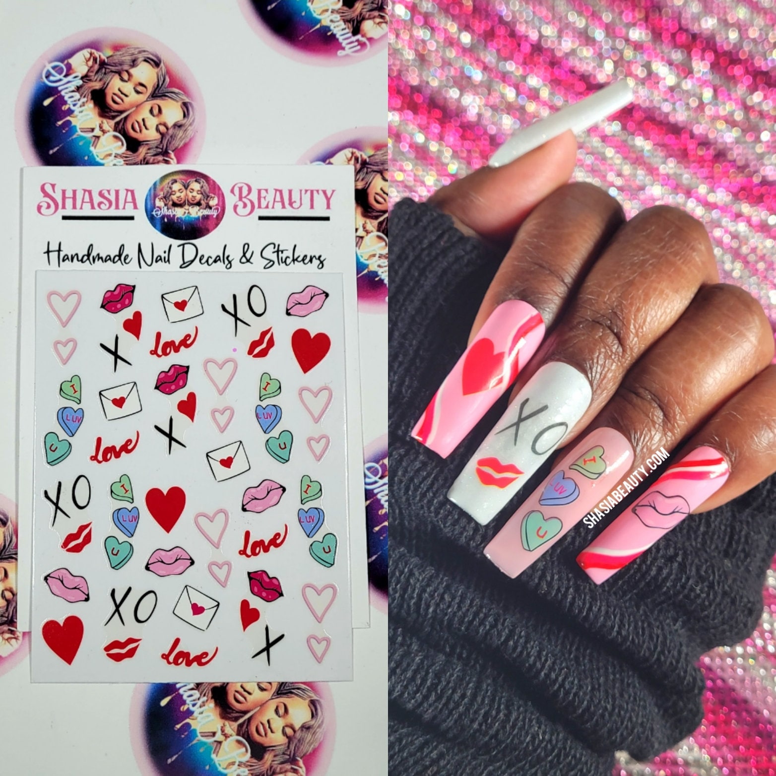 xo Valentine Baddie Nail Sticker Oder Decal Option von ShasiaBeauty