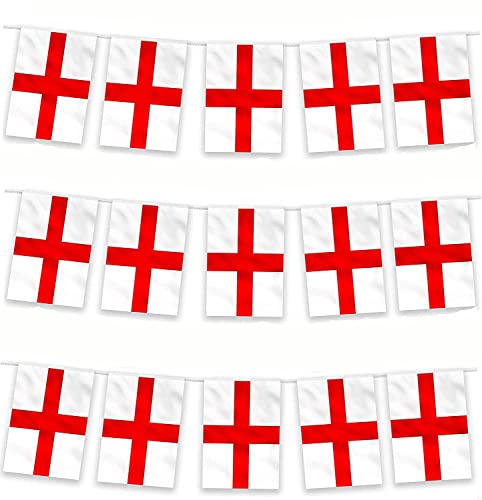 Shatchi 1597-England St. Georges Wimpelkette 30 Flaggen 10 m Dekoration Street Party Fußball Rugby Chricket Support mehrfarbig von SHATCHI