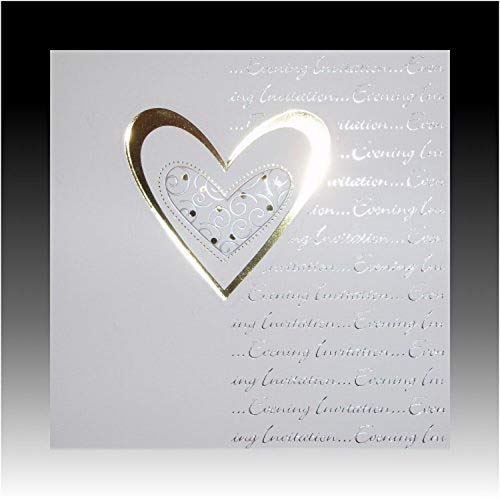 Shatchi Hochzeitseinladungen mit goldfarbenem Herz, Weiß, 5 Stück von SHATCHI