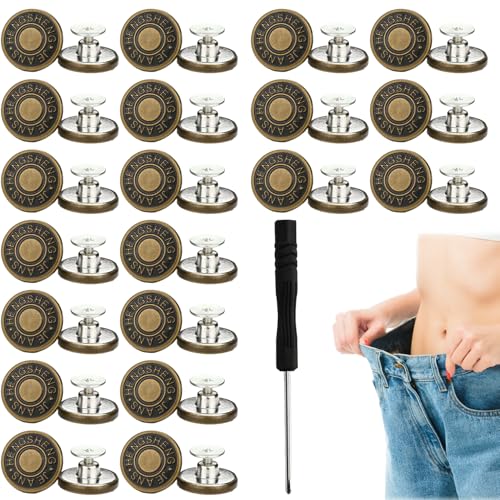 Jeansknöpfe, Metall-Ersatzknöpfe für Jeans, Jacken und Hosen, langlebige und rostbeständige Messingknöpfe, 20 Stück Jeansknöpfe, Metall-Ersatzknöpfe für Jeans, Jacken und Hosen, langlebige und rostbeständige Messingknöpfe, 20 Stück von Shatore