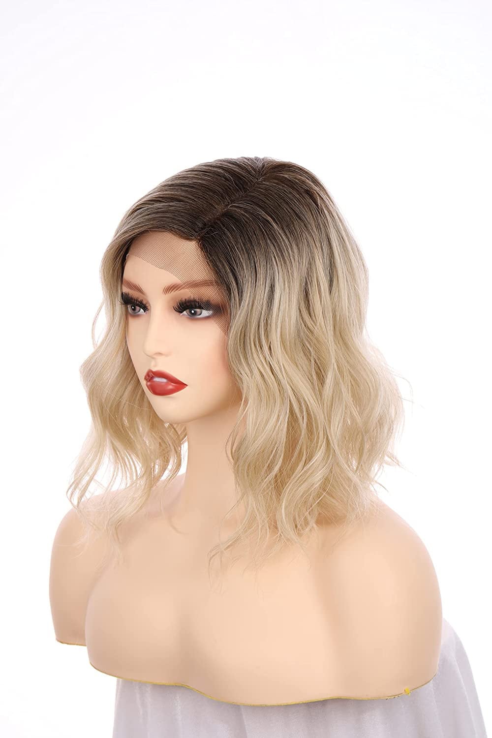 Seitenteil Lace Front Kurze Wellige Haar Bob Perücken Für Frauen | Blond Gemischt Mit Dunklen Wurzeln von ShawnHairShop