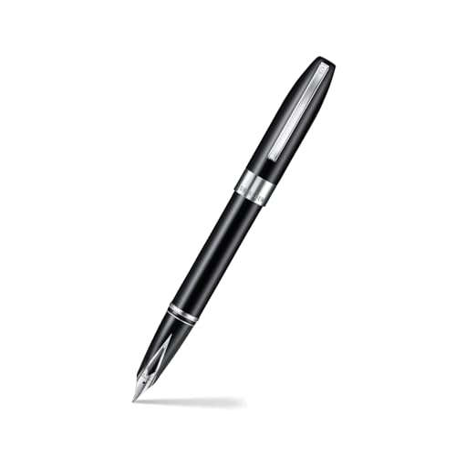 Sheaffer Legacy 9064 Füllfederhalter, mittlere eingelegte Feder mit Palladiumverzierungen, glänzend, Schwarz, mit Stiftetui von Sheaffer