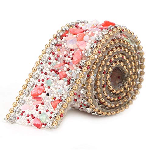 2,5 cm Kristall-Strassstreifen, Basteln, Nähen, Wickeln, Basteln, Kristall, Bling, Verzierung, Applikation, Kleidung, Kleid, Zubehör (Perlenkette aus rotem Gold) von Sheens