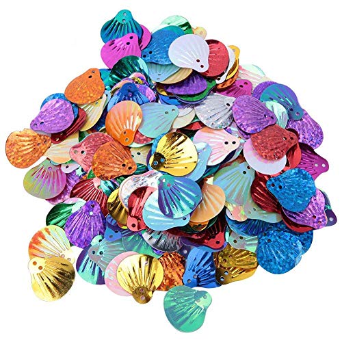 Muschel Perlen, 500 Stück 18X20mm Muschel Form Perlen, handgemachte DIY kreative bunte Perlen für Kunsthandwerk Hochzeit Dekoration (Gold Mixed Colours) von Sheens
