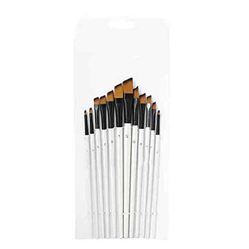 Aquarellpinsel, 12-TLG. Perlweißstab Nylonhaar Künstler-Acrylpinsel Aquarellpinsel-Set für Ölgemälde[Winkelspitze] Pinsel-Sets von Sheens
