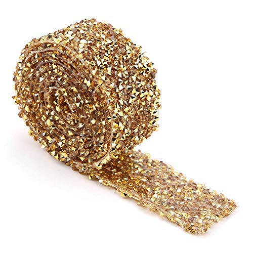 Diamant Band Rolle 1 Yard 30mm Sparkle Crystal Band Dekoration für Prom Kleider Gürtel Applique Haarspange Kragen Hochzeitsfeier[Kristallgoldboden]Bänder von Sheens