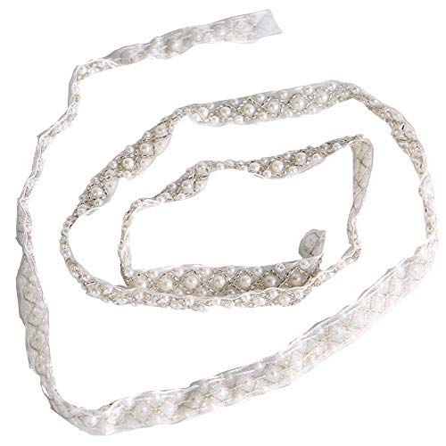 Perle Perlen Lace Trim Ribbon Edge weiße Kante Trimmen Stoff gestickte Applikation Nähen Handwerk Hochzeit Brautkleid Schärpe Gürtel DIY Geschenk[Große kleine Perlenspitze]Borten mit Beads von Sheens