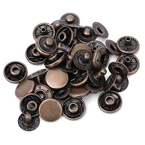 Snap Fastener Kit, 50 Set Messing Druckknöpfe für Lederhemd Jacke Jeans Taschen Gepäck Dekoration Zubehör(Bronze 15mm) von Sheens