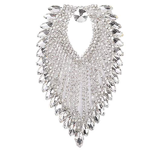 Kette Mit Pferdeauge, 3,35 x 5,12 Zoll, Strass-Applikation für Kleidung, Kleid, Handtasche, Dekoration (Weiß) von Sheens