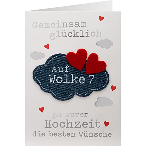 Sheepworld, Gruss und Co. - 91030 - Klappkarte, mit Umschlag, Jeans, Nr. 37, Hochzeit, Gemeinsam glücklich auf Wolke 7 von Sheepworld AG