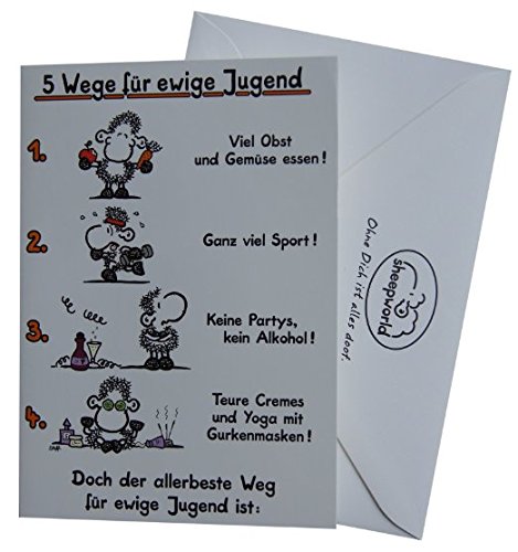 Sheepworld - 55271 - Klappkarte, mit Umschlag, Geburtstag, 5 Wege für ewige Jugend von Sheepworld