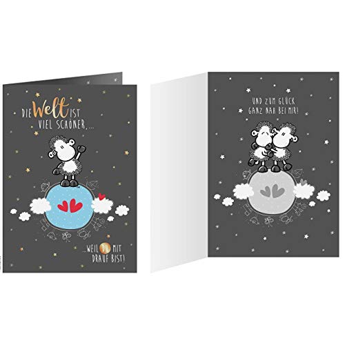 Sheepworld - 55496 - Klappkarte, Liebe, Die Welt ist viel schöner weil Du mit drauf bist, mit Umschlag Sheepworld - 55496 - Klappkarte, Liebe, Die Welt ist viel schöner weil Du mit drauf bist, mit Umschlag von Sheepworld