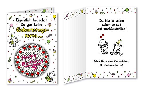 Sheepworld - 81009 - Klappkarte mit Untersetzer Nr. 7, Geburtstag, mit Umschlag, Untersetzer Kork von Sheepworld