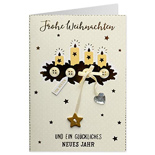 Sheepworld - 90496 - Klappkarte, mit Umschlag, Weihnachten, Nr. 53, Knopfkarte, Frohe Weihnachten und ein glückliches neues Jahr von Sheepworld