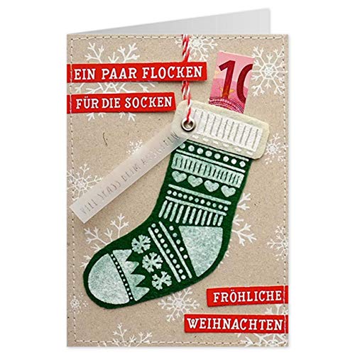 Sheepworld - 90701 - Klappkarte, mit Umschlag, Weihnachten, Nr. 19, Filz, Geldgeschenk, Ein paar Flocken für die Socken Fröhliche Weihnachten ... Sheepworld - 90701 - Klappkarte, mit Umschlag, Weihnachten, Nr. 19, Filz, Geldgeschenk, Ein paar Flocken für die Socken Fröhliche Weihnachten ... von Sheepworld
