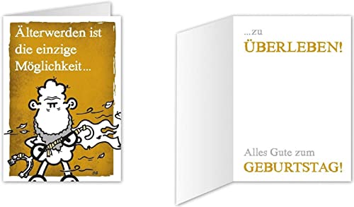 Sheepworld - Mini-Klappkarte, Geburtstagskarte Nr. 21 "Älterwerden ist die einzige Möglichkeit ... zu überleben!" (80521) von Sheepworld