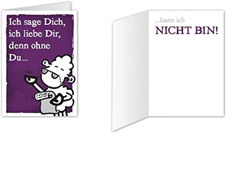 Sheepworld - Mini-Klappkarte, Spaß und Liebe Nr. 5"Ich sage Dich, ich liebe Dir, denn ohne Du kann ich nicht bin!" (80505) von Sheepworld