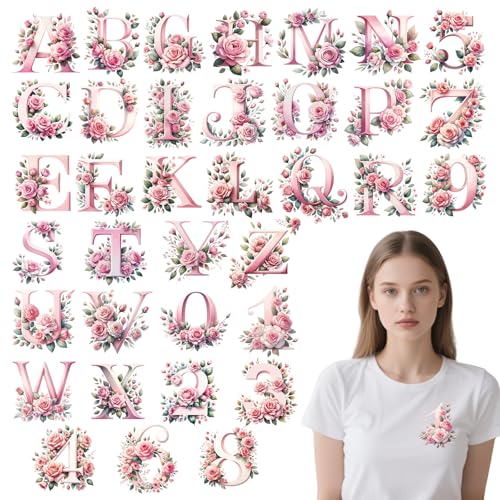 Shejdgart Dtf Transfers Ready to Press – 18 Stück Alphabet-Blumen-Aufnäher zum Aufbügeln für T-Shirts, rosa A-Z, Buchstaben, Zahlen, florale Wärmetransfer-Vinyl-Aufkleber, zum Aufbügeln für Shejdgart Dtf Transfers Ready to Press – 18 Stück Alphabet-Blumen-Aufnäher zum Aufbügeln für T-Shirts, rosa A-Z, Buchstaben, Zahlen, florale Wärmetransfer-Vinyl-Aufkleber, zum Aufbügeln für von Shejdgart