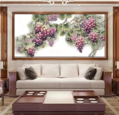 5D Diamond Painting Großes XXL 100x55cm, Diamand Painting Set Traube Diamant Painting Bilder Obst DIY Diamand Painting Erwachsene Stickerei Kreuzstich Kunst Malerei Kits für Zimmer deko Wohnzimmer von Shejyn