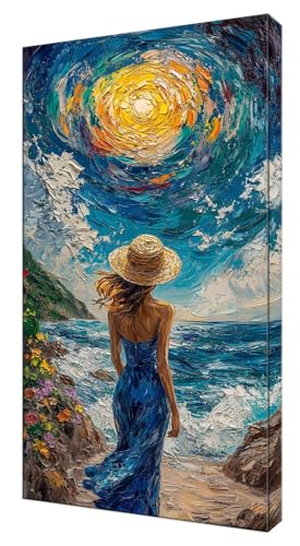 Diamond Painting Abstrakt Frau, Groß XXL Diamond Painting Zubehör, 5D DIY Full Drill Diamanten Kinder Set, Bastelset Erwachsene und Anfänger, Mosaikherstellung, für Wohnzimmer Wand Deko 70x140cm J-562 von Shejyn