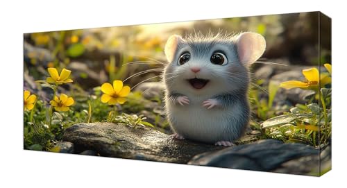 Diamond Painting Blume Maus, Groß XXL Diamond Painting Zubehör, 5D DIY Full Drill Diamanten Kinder Set, Bastelset Erwachsene und Anfänger, Mosaikherstellung, für Wohnzimmer Wand Deko 55x110cm J-241 von Shejyn