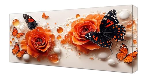 Diamond Painting Blume Schmetterling, Groß XXL Diamond Painting Zubehör, DIY Full Drill Diamanten Kinder Set, Bastelset Erwachsene und Anfänger, Mosaikherstellung, Wohnzimmer Wand Deko 70x140cm J-185 von Shejyn