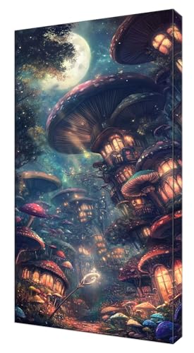 Diamond Painting Kinder, Abstrakt Pilzhaus Großes 80x160cm Diamond Painting Erwachsene Zubehör, 5D DIY Strass Stickerei Kreuzstich Diamant Kunst Kits, Kreativ Set Erwachsene Home Wand Dekoration J-556 von Shejyn
