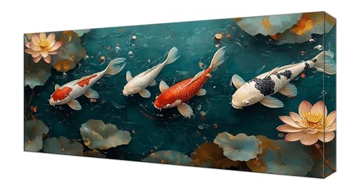 Diamond Painting Kinder, Lotus Koi Großes XXL 80x160cm Diamond Painting Erwachsene Zubehör, 5D DIY Strass Stickerei Kreuzstich Diamant Kunst Kits, Kreativ Set für Erwachsene Home Wand Dekoration J-256 von Shejyn
