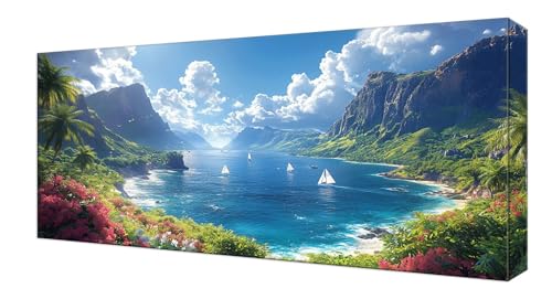 Diamond Painting Kinder, See Berg Großes XXL 25x50cm Diamond Painting Erwachsene Zubehör, 5D DIY Strass Stickerei Kreuzstich Diamant Kunst Kits, Kreativ Set für Erwachsene Home Wand Dekoration J-222 von Shejyn