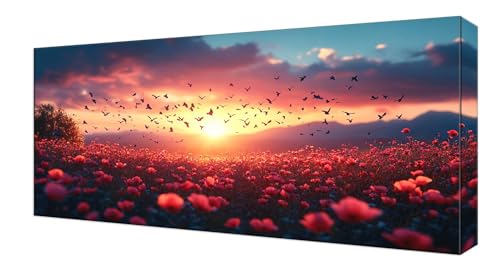 Diamond Painting Kinder, Sonnenuntergang Blume Großes XXL 25x50cm Diamond Painting Erwachsene Zubehör, 5D DIY Strass Stickerei Kreuzstich Diamant Kunst Kits, Kreativ Set Erwachsene Home Dekor J-250 von Shejyn