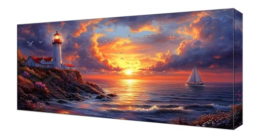 Diamond Painting Kinder, Sonnenuntergang Leuchtturm Großes 25x50cm Diamond Painting Erwachsene Zubehör, DIY Strass Stickerei Kreuzstich Diamant Kunst Kits, Kreativ Set Erwachsene Home Dekor J-487 Diamond Painting Kinder, Sonnenuntergang Leuchtturm Großes 25x50cm Diamond Painting Erwachsene Zubehör, DIY Strass Stickerei Kreuzstich Diamant Kunst Kits, Kreativ Set Erwachsene Home Dekor J-487 von Shejyn