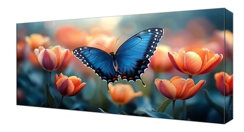 Diamond Painting Schmetterling Blume, Groß XXL Diamond Painting Zubehör, DIY Full Drill Diamanten Kinder Set, Bastelset Erwachsene und Anfänger, Mosaikherstellung, Wohnzimmer Wand Deko 70x140cm J-218 von Shejyn