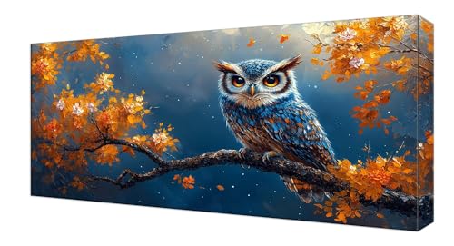 Diamond Painting Tier Eule, Groß XXL Diamond Painting Zubehör, 5D DIY Full Drill Diamanten Kinder Set, Bastelset Erwachsene und Anfänger, Mosaikherstellung, für Wohnzimmer Wand Deko 70x140cm J-198 von Shejyn
